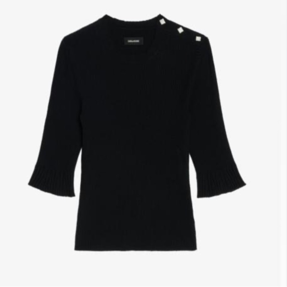 Zadig & Voltaire - Fobee Rhinestone Rib Merino
Wool Sweater  - size small